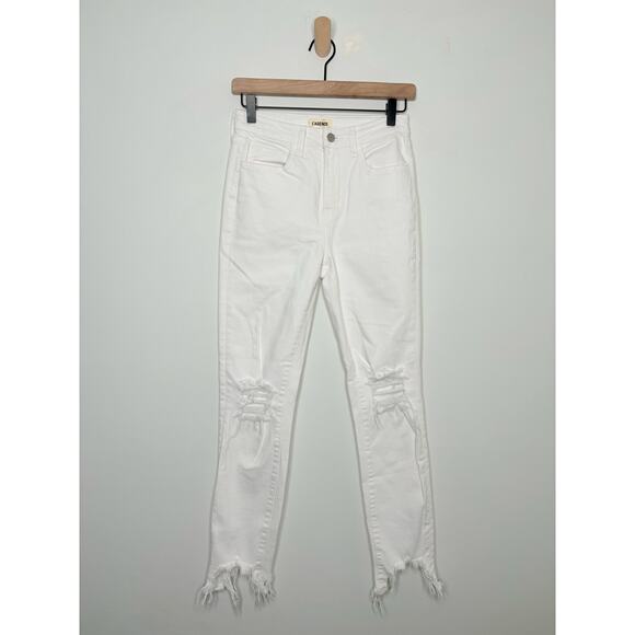 L’agence White Distressed High Line Skinny Jeans Size 25 - Picture 3 of 11